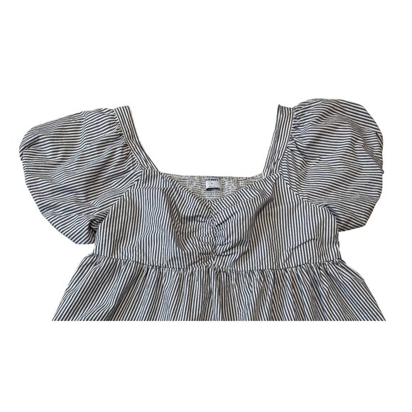 Old Navy 4X BlueWhite Babydoll Striped Ruched Smocking Puff Sleeve Top Plus Size - Picture 3 of 6